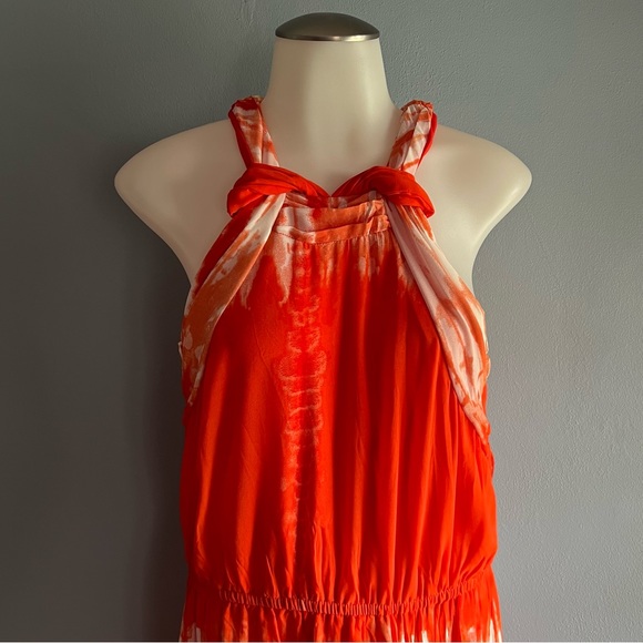 Gibson Latimer Broomstick Maxi Dress Orange Tie-Dye Size Medium - Picture 3 of 5